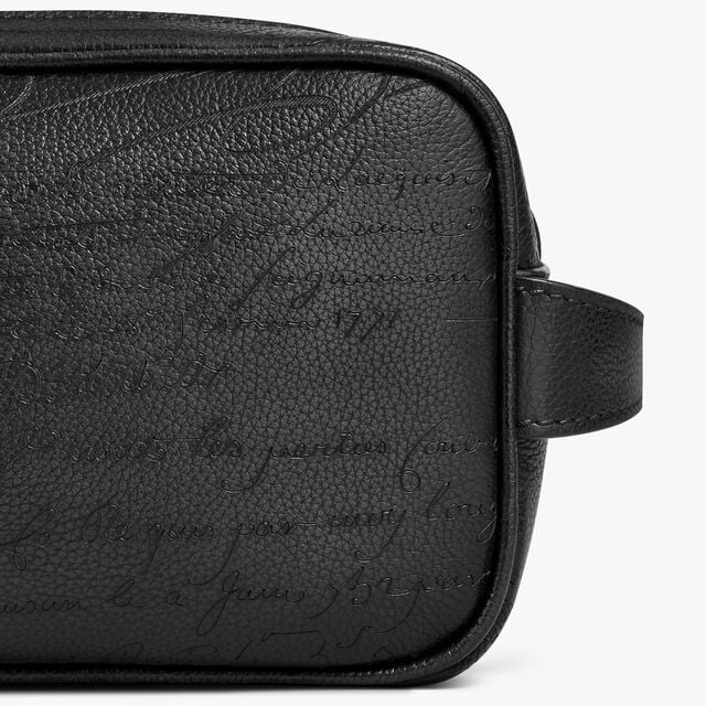 Formula 1003 Zipped Pouch In Scritto Leather, NERO GRIGIO, hi-res 8