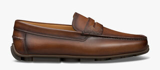 Saturnin Scritto Leather Driving Shoe, CACAO INTENSO, hi-res