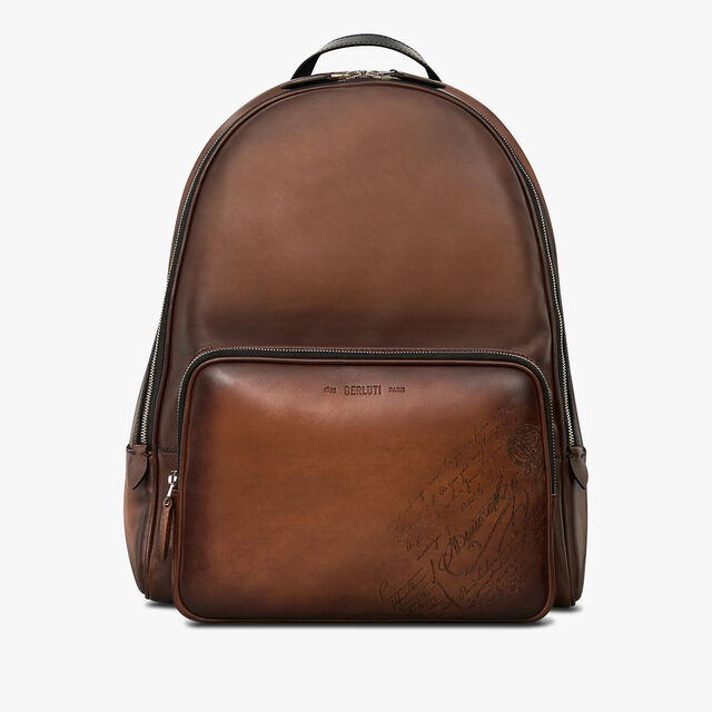 Time Off Scritto Leather Backpack, CACAO INTENSO, hi-res 1