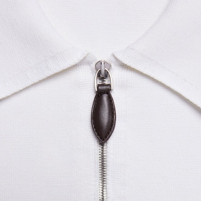 Cotton Silk Zipped Polo, OFF WHITE, hi-res 4