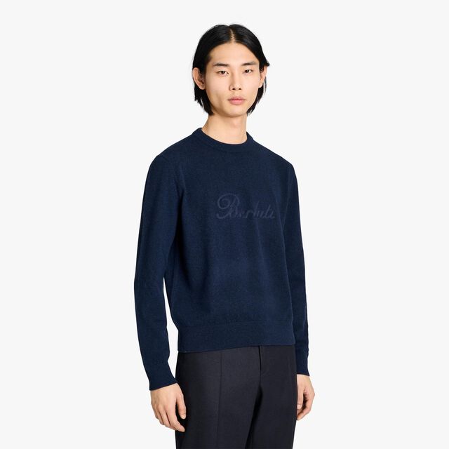 Cashmere Sweater With Thabor Embroidery, BLUE WINTER NIGHT, hi-res 2