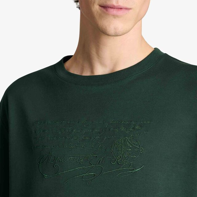 T-Shirt Avec Broderie Scritto, DEEP GREEN, hi-res 5