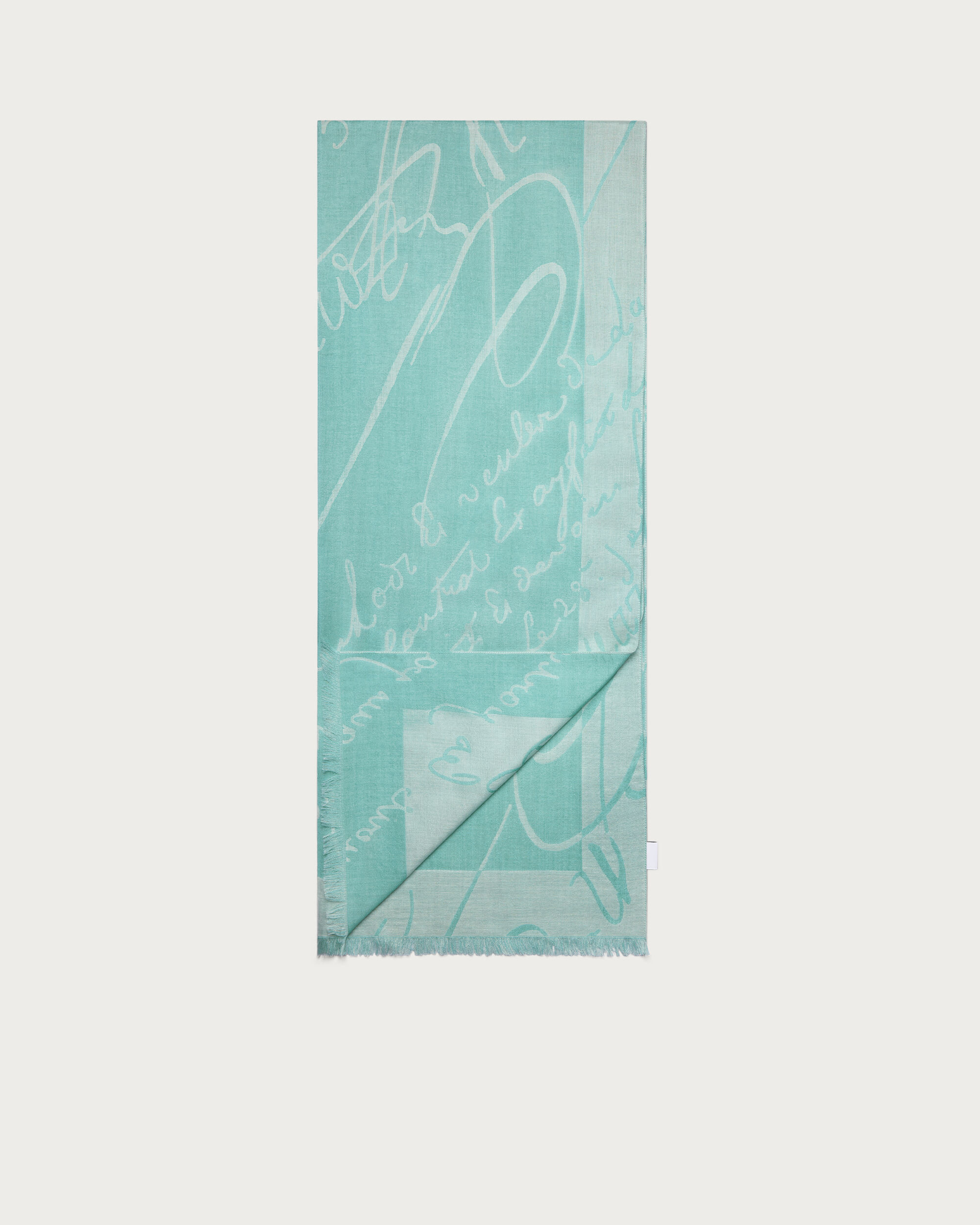 Giant Scritto Pattern Scarf, Aquamarine, hi-res