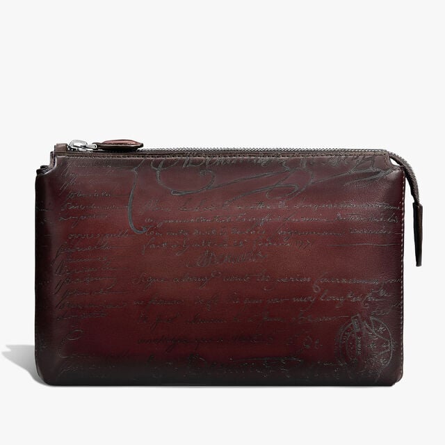 Tersio Scritto Leather Pouch, LEGNO BRUCIATO, hi-res 3