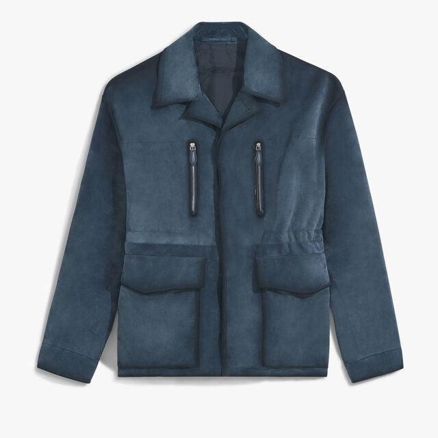 Veste en Suede Effet Patiné, DIM BLUE, hi-res 1