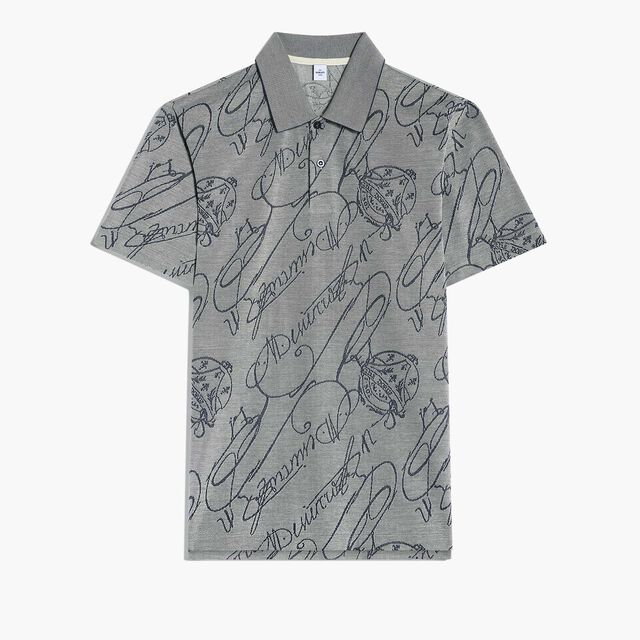 Polo Piqué Changeant Avec Scritto Arabesque, SILVER GREY, hi-res 1