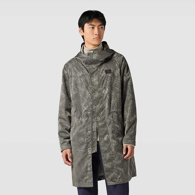 Long Packable Scritto Nylon Parka, SMOKY SILVER, hi-res 2