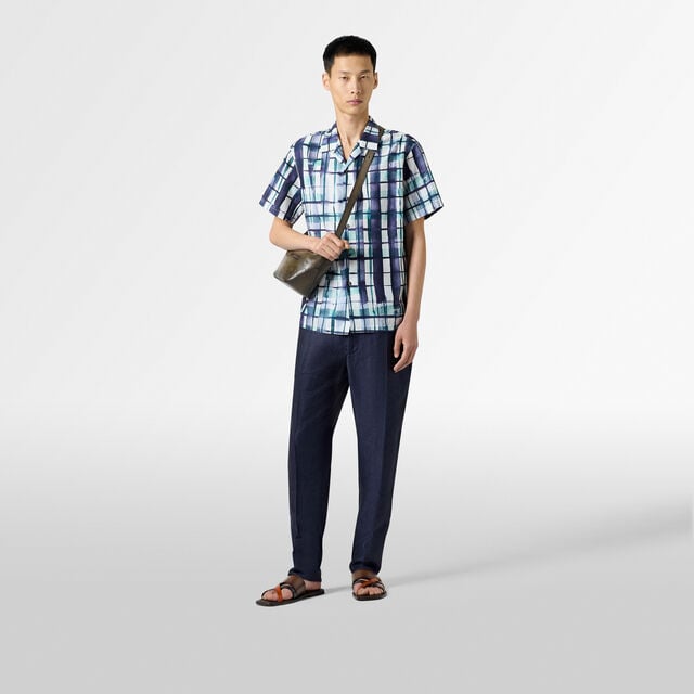 Watercolor Checks Short Sleeved Shirt, PURPLE WATERCOLOR CHECK, hi-res 5