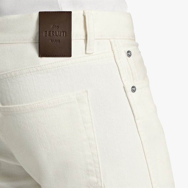 White Denim Trousers, OFF WHITE, hi-res 5
