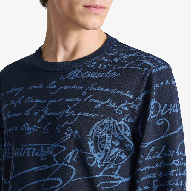 Pull En Laine Scritto, COLD NIGHT BLUE, hi-res 5