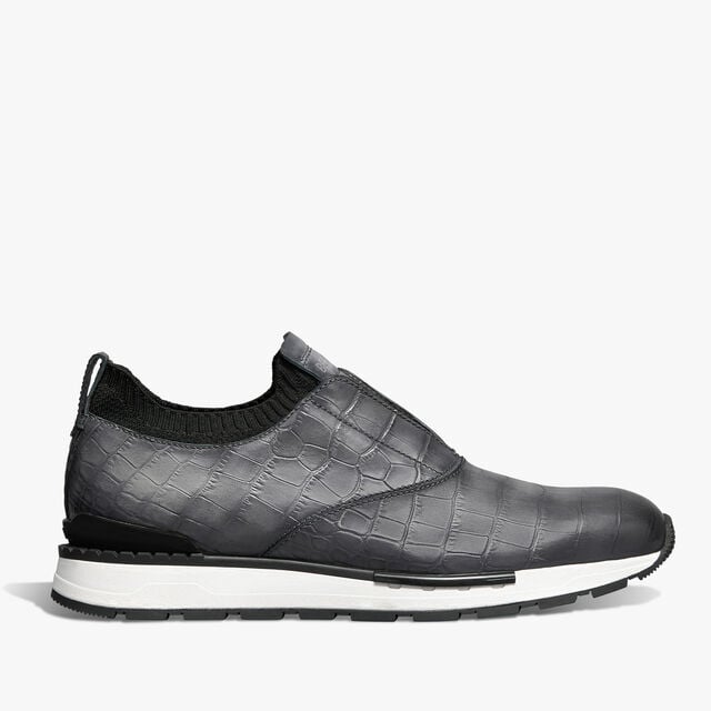 Slip-on sneaker Fast Track En Cuir D'Alligator Et Maille, ALUMINIO, hi-res 1