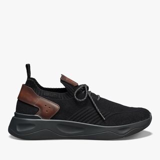 Shadow Cashmere And Leather Sneaker, BLACK, hi-res