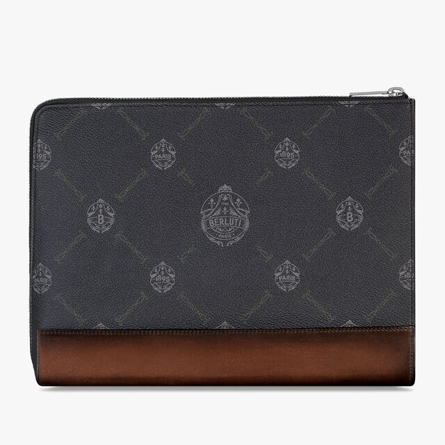 Nino Volume Canvas and Leather Clutch, BLACK + TDM INTENSO, hi-res 3