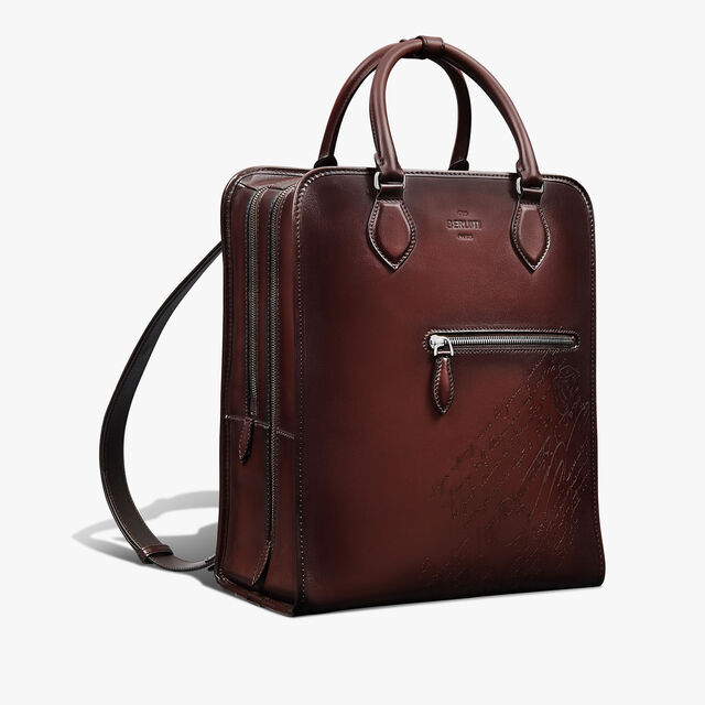 Premier Jour Scritto Leather Backpack, LEGNO BRUCIATO, hi-res 2