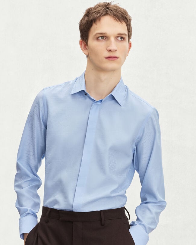 Chemise Andy Motif Scritto, Sky Blue, hi-res