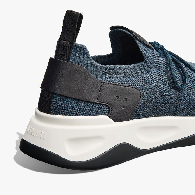 Shadow Scritto Knit And Lagoon Calf Sneaker, GRADIANT BLUE, hi-res 4