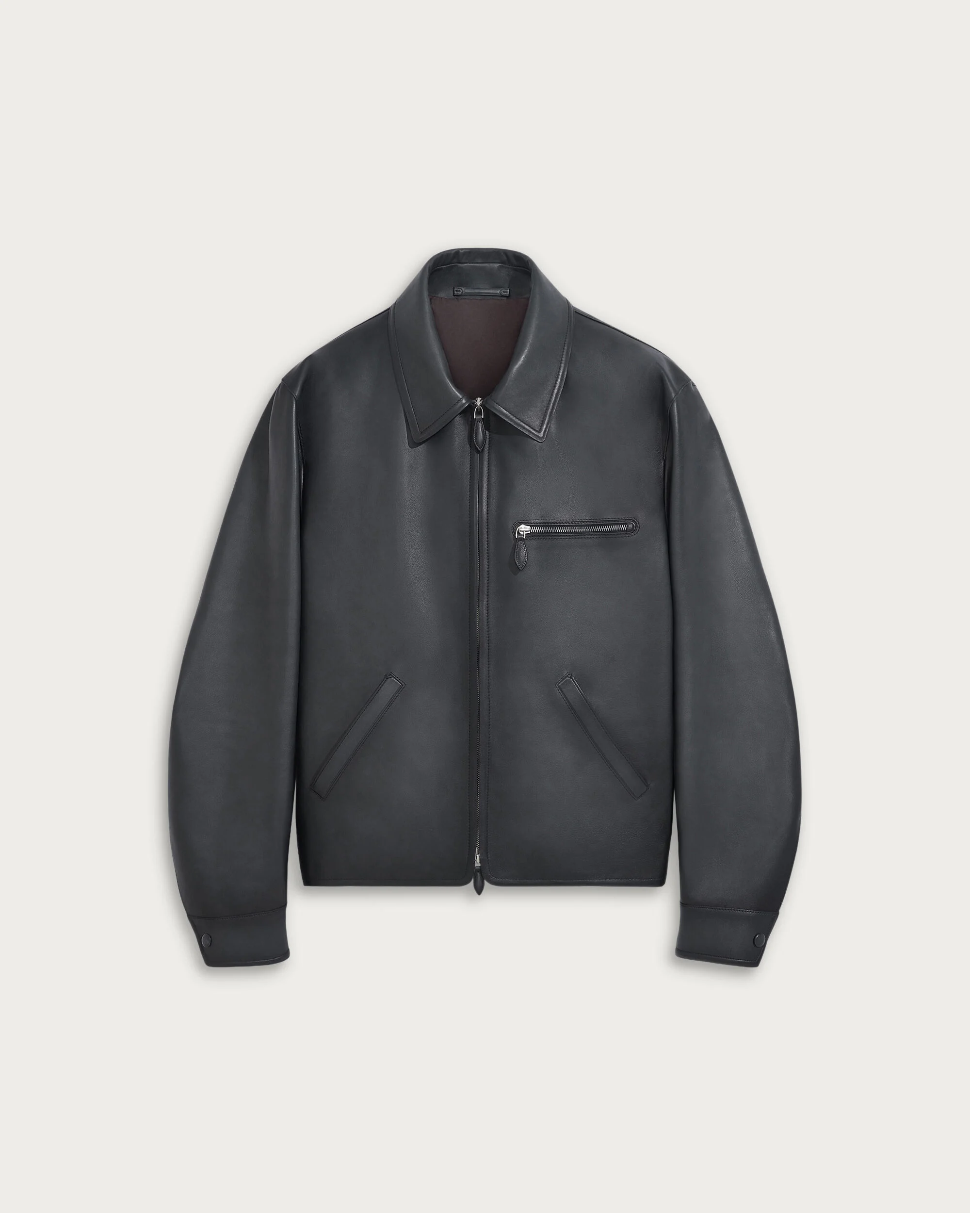 Blouson Un Jour en Cuir Patin&eacute;, Black Shade, hi-res