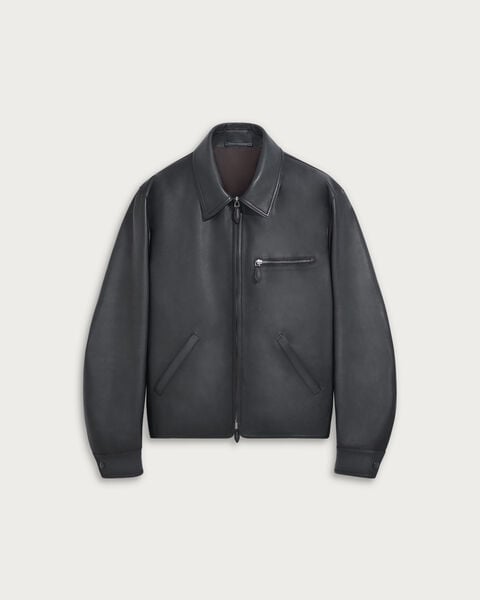 Blouson Un Jour en Cuir Patin&eacute;, Black Shade, hi-res