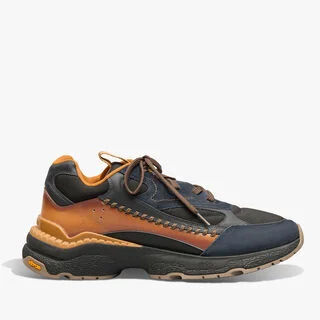 Skyrunning Leather And Nylon Sneaker, METEORITE BROWN, hi-res