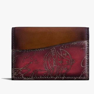 Imbuia Gradiant Scritto Leather Card Holder, ST EMILION + CACAO INTENSO, hi-res
