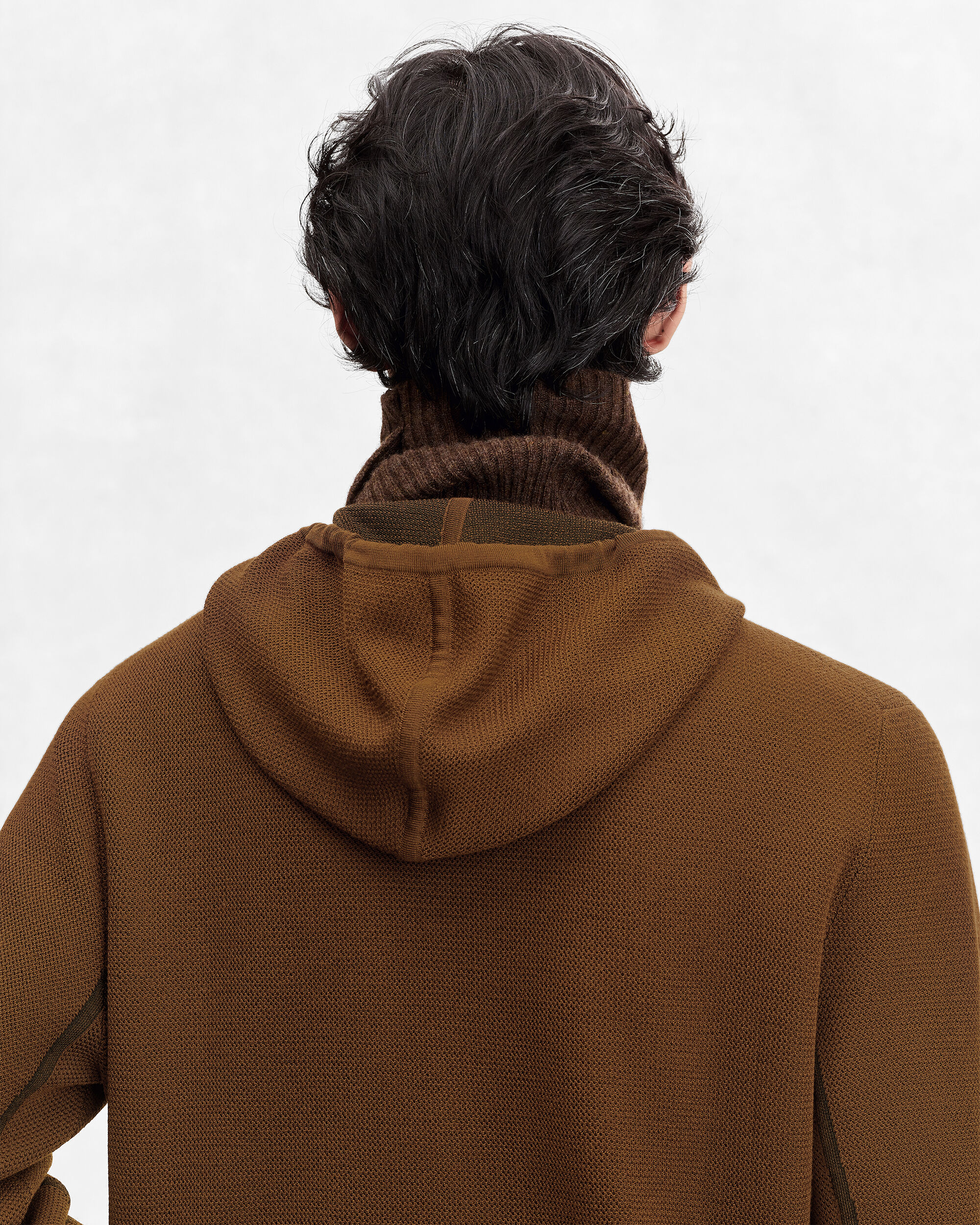 Shadow Zipped Hoodie with Leather Details, Toffee Camel, hi-res