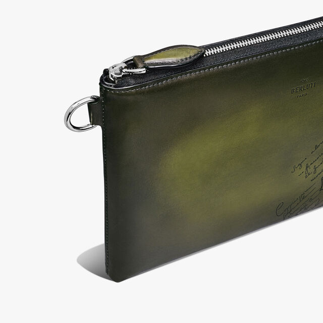 Nino GM Scritto Leather Clutch, NERO CAVIAR, hi-res 7