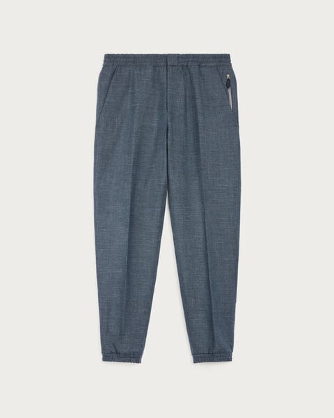 Fast Track Jogpants with Leather Zip-puller, Steel Blue & Cloudy Blue, hi-res