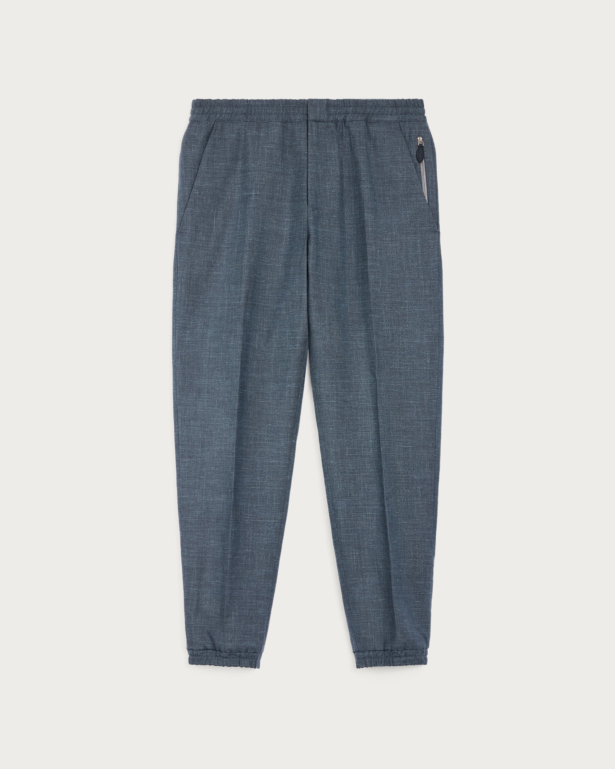 Fast Track Jogpants with Leather Zip-puller, Steel Blue & Cloudy Blue, hi-res