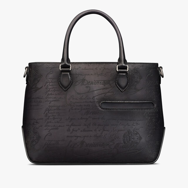 Toujours XS Scritto Leather Tote Bag, NERO GRIGIO, hi-res 1