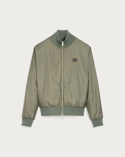 Reversible Blouson with Leather Detail, Salvia, hi-res