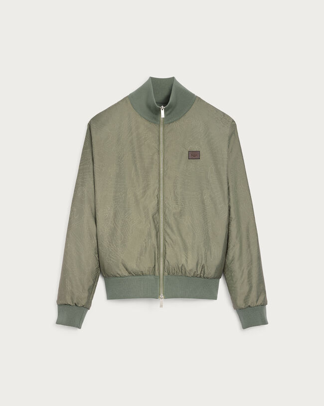 Reversible Blouson with Leather Detail, Salvia, hi-res