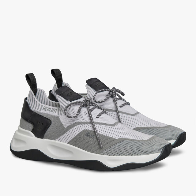 Shadow Knit And Leather Sneaker, WHITE & GREY, hi-res 2