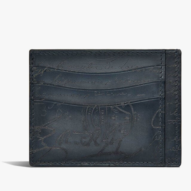 Bambou Tetris Scritto Leather Card Holder, BLU MINERALE, hi-res 1