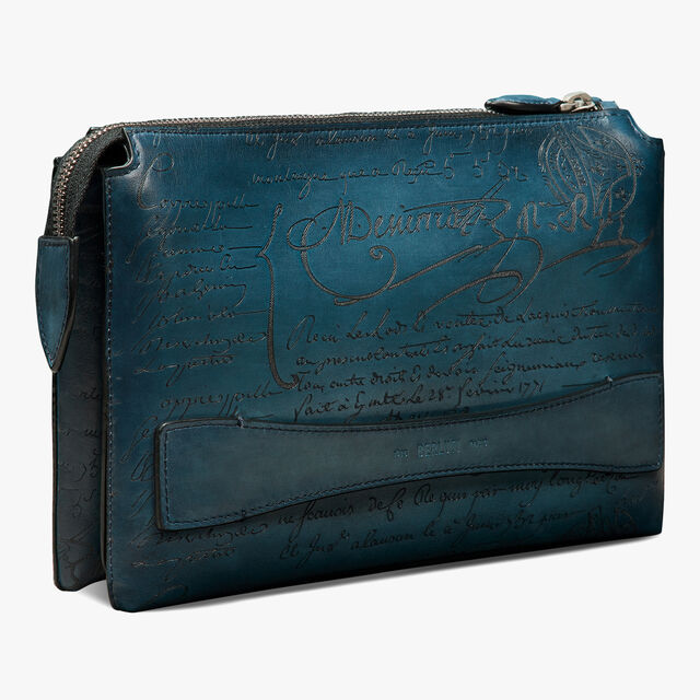 Tersio Scritto Leather Pouch, STEEL BLUE, hi-res 3