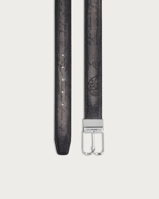 B Volute Reversible Belt, Mogano & Nero Grigio, hi-res