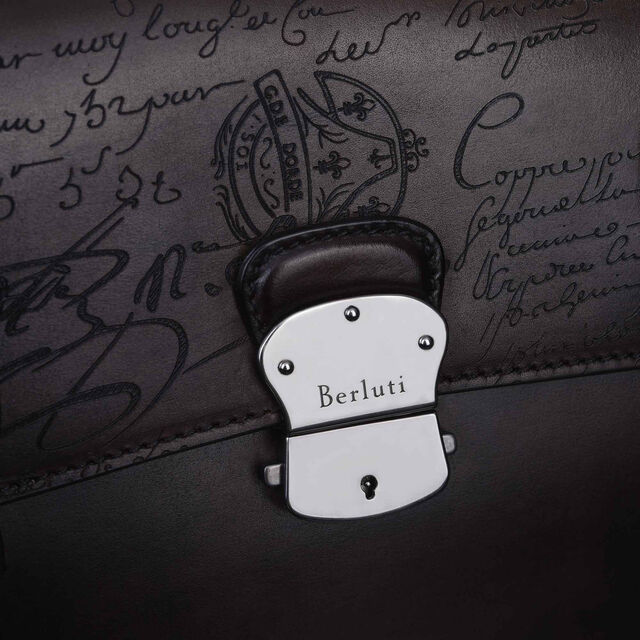 E'Mio Scritto Leather Briefcase, EBANO, hi-res 6