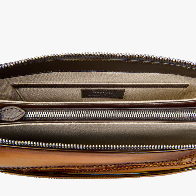 Tersio Leather And Alligator Leather Pouch, ICE GOLD, hi-res 6