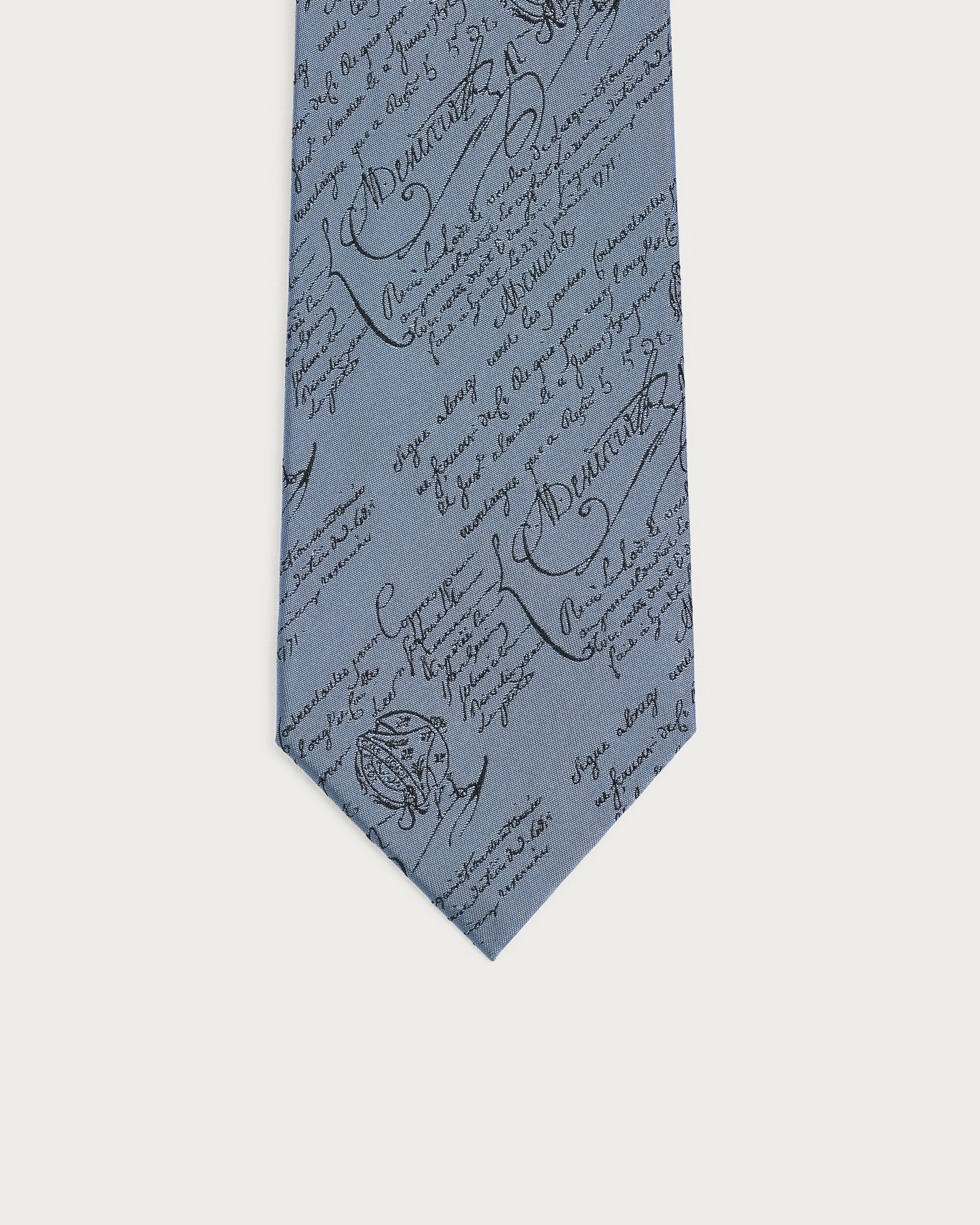 Classic Scritto Pattern Tie, Nile Blue, hi-res