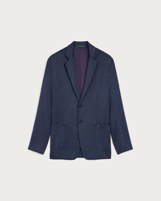 Bicolor Jersey Jacket with Leather Detail, Navy & Purple, hi-res