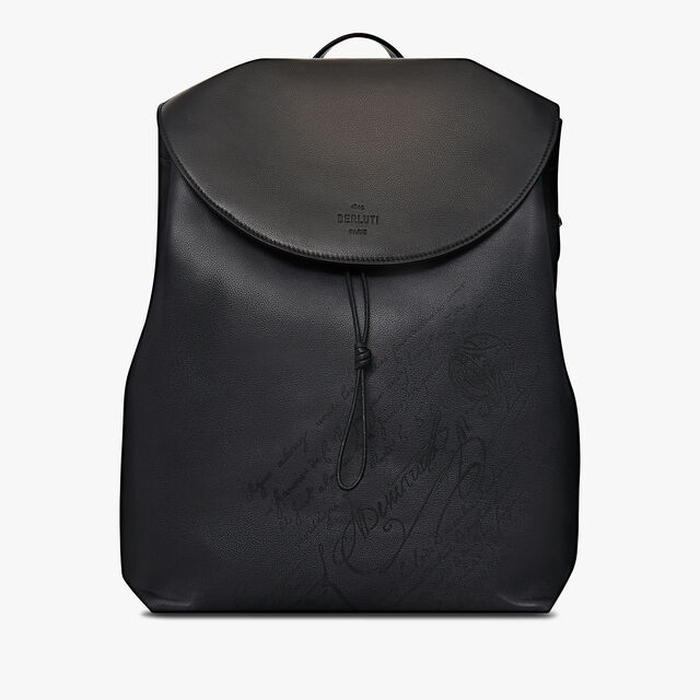 Late Hour Scritto Swipe Soft Leather Backpack, NERO GRIGIO, hi-res 1