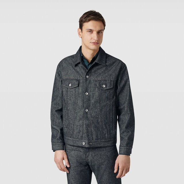 Denim Jacket, SPECKLED BLACK, hi-res 2