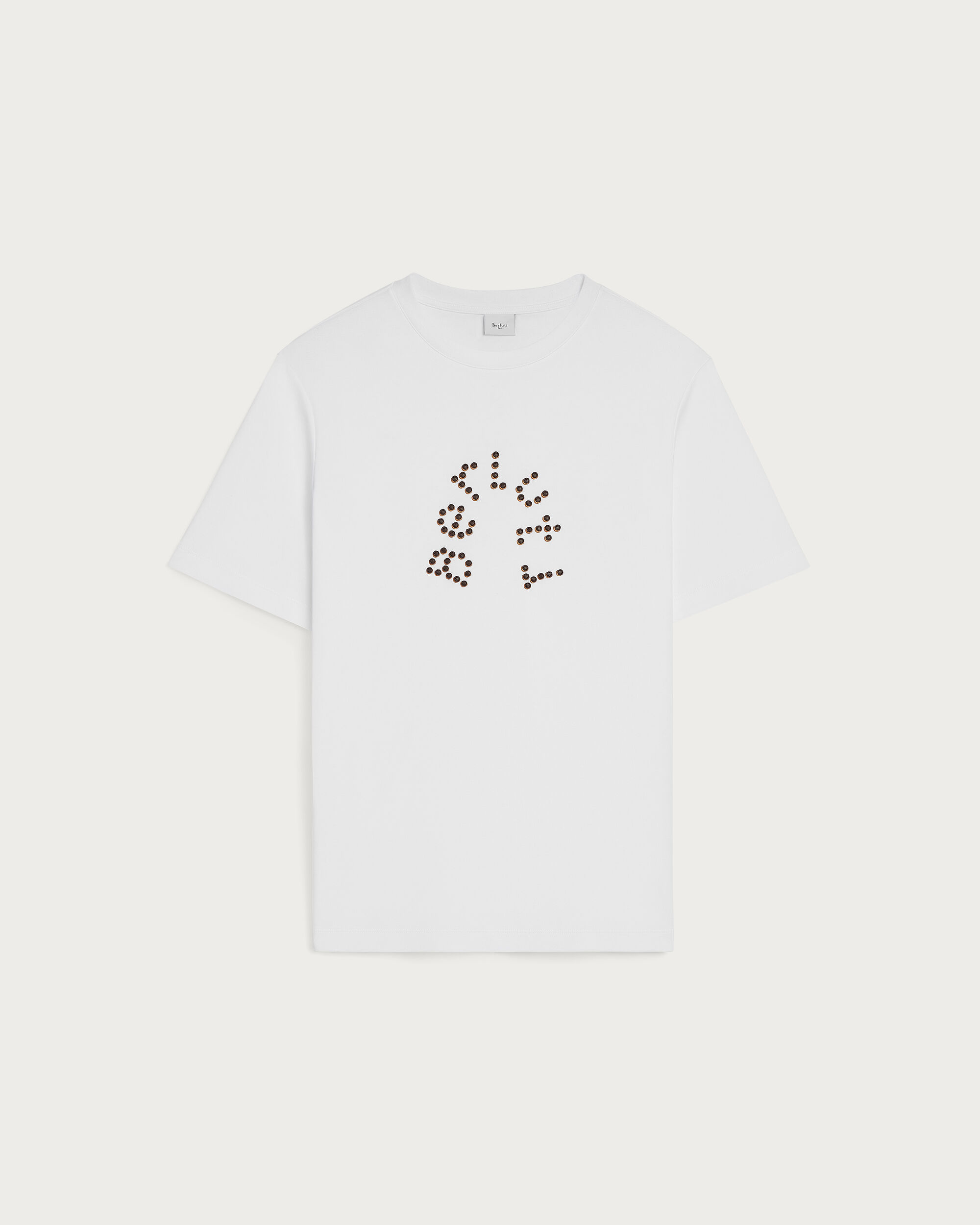 Berluti Leather Studs T-shirt, Blanc Optique, hi-res