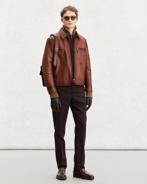 Leather Patina Un Jour Blouson, Cacao Intenso, hi-res