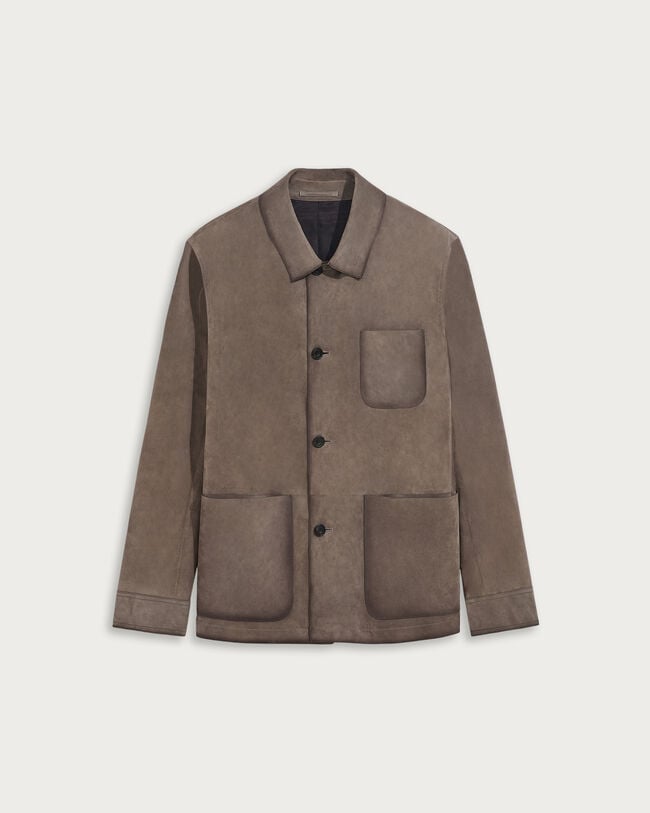 Leather Patina Casual Jacket, Moss, hi-res