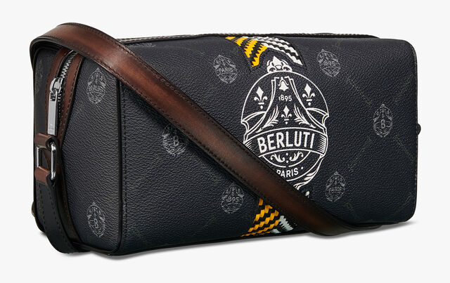 Aventure Gulliver Canvas and Leather Messenger Bag, BLACK  + YELLOW, hi-res