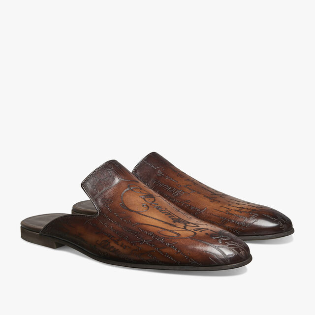 Cyrus Scritto Leather Slipper, TABACCO, hi-res 2