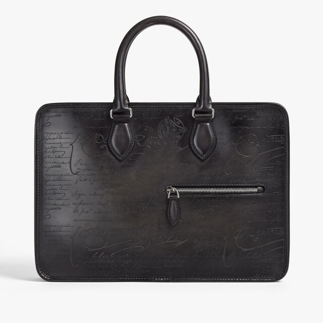 Un Jour Mini Scritto Leather Briefcase, NERO GRIGIO, hi-res 1