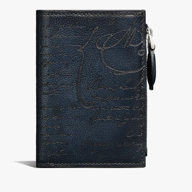 Periple Scritto Leather Compact Wallet, INDIGO DENIM, hi-res 1
