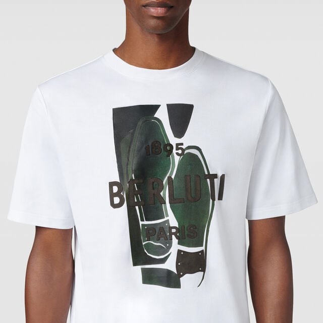 Berluti Artwork T-shirt, OPTIC WHITE/ WOODLAND GREEN, hi-res 3