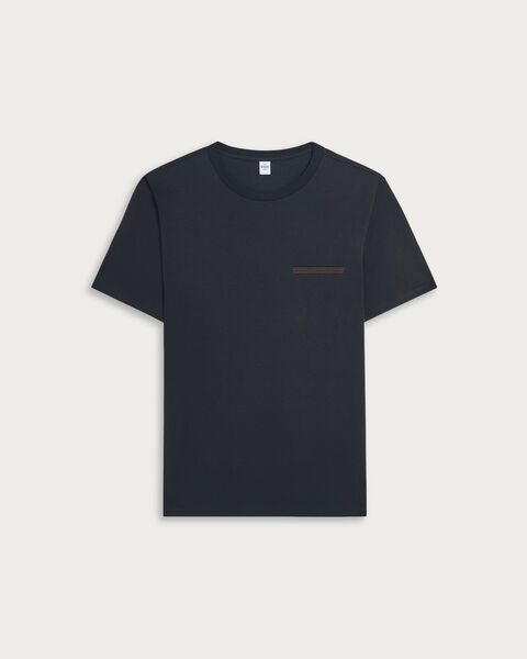 Leather Tab Pocket T-shirt, Noir, hi-res